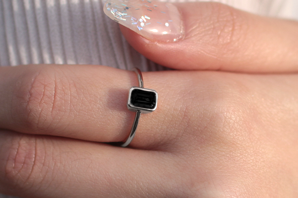 Black Onyx Geo Pave Ring