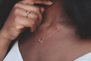 18K Rose Gold Halo Necklace