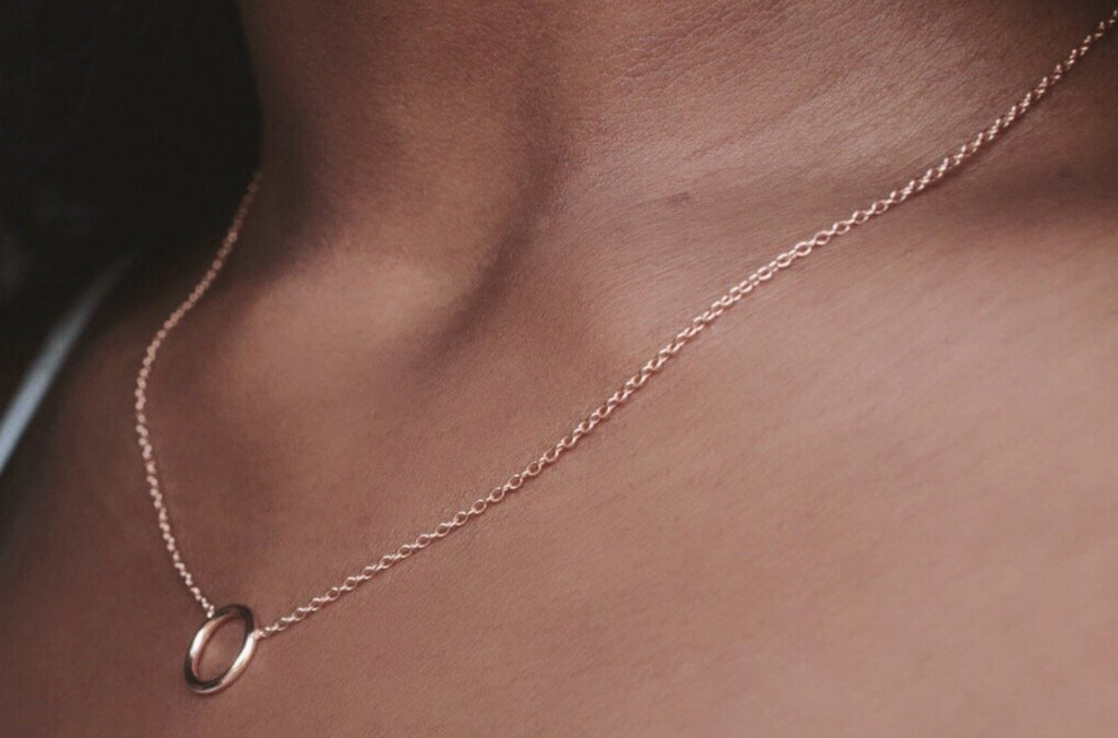 18K Rose Gold Halo Necklace