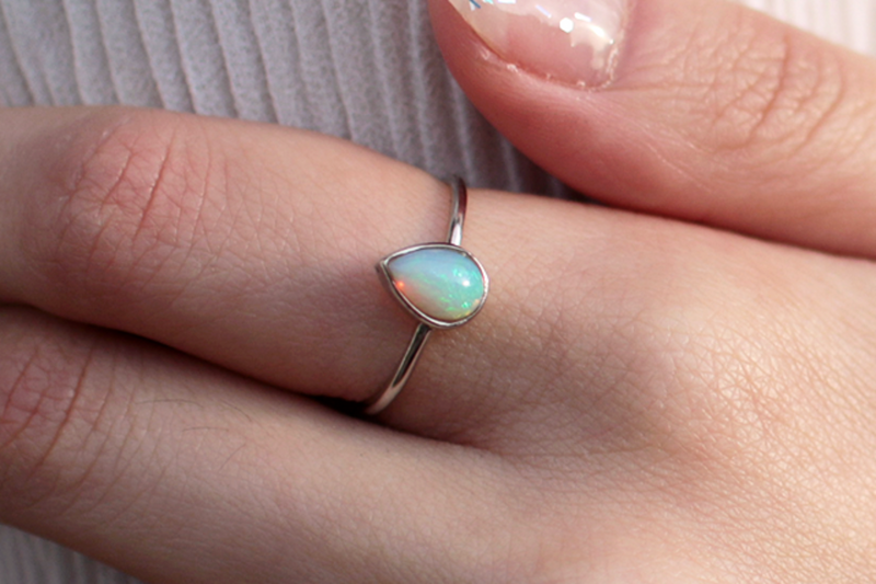 Opal teardrop ring