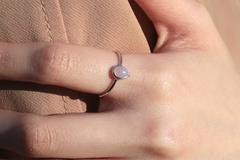 Rose Quartz Teardrop Ring